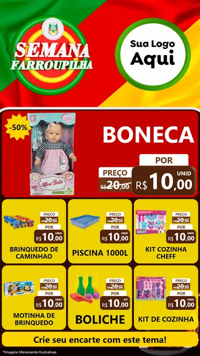 Modelo de Rede Social para Stories com o tema Semana Farroupilha para Brinquedos