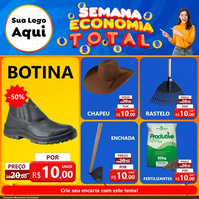 Modelo de Rede Social para Feed Facebook com o tema Semana Economia Total para Agropecuária