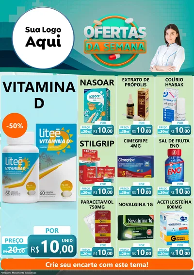 Modelo de Encarte para Encarte A4 Vertical com o tema Ofertas da Semana para Farmácia