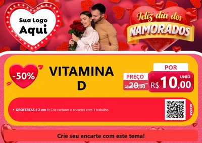 Modelo de Cartaz para Cartaz A4 Horizontal com o tema Feliz Dia Dos Namorados para Farmácia