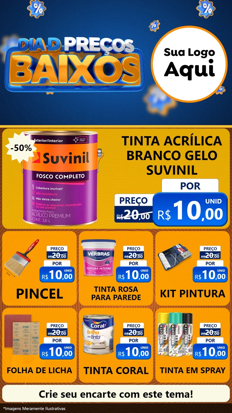 Modelo de Rede Social para Stories com o tema Dia D Preço Baixo para Tintas e Ferramentas
