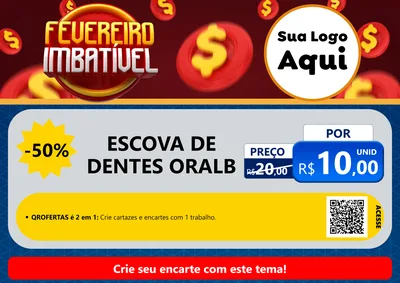 Modelo de Cartaz para Cartaz A4 Horizontal com o tema Fevereiro Imbatível para Higiene Pessoal