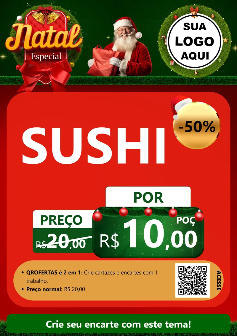 Modelo de Cartaz para Cartaz A4 Vertical com o tema Natal Especial para Comida japonesa
