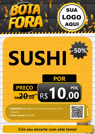 Modelo de Cartaz para Cartaz A4 Vertical com o tema Bota Fora para Comida japonesa