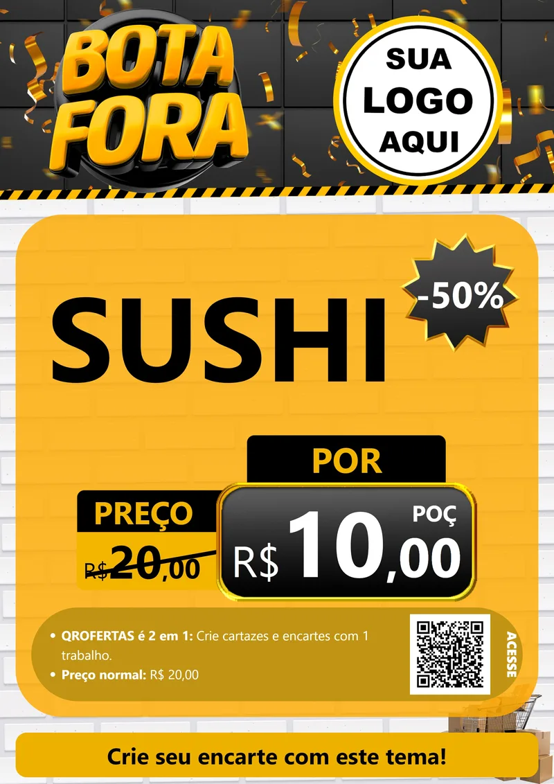 Modelo de Cartaz para Cartaz A4 Vertical com o tema Bota Fora para Comida japonesa
