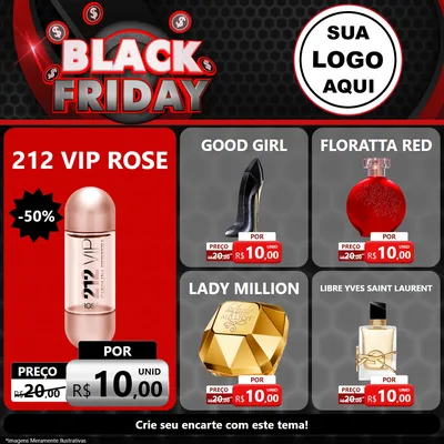 Modelo de Rede Social para Feed Facebook com o tema Black Friday para Perfumes