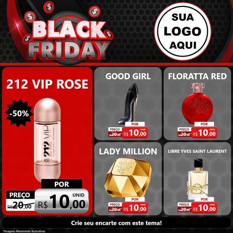 Modelo de Rede Social para Feed Facebook com o tema Black Friday para Perfumes