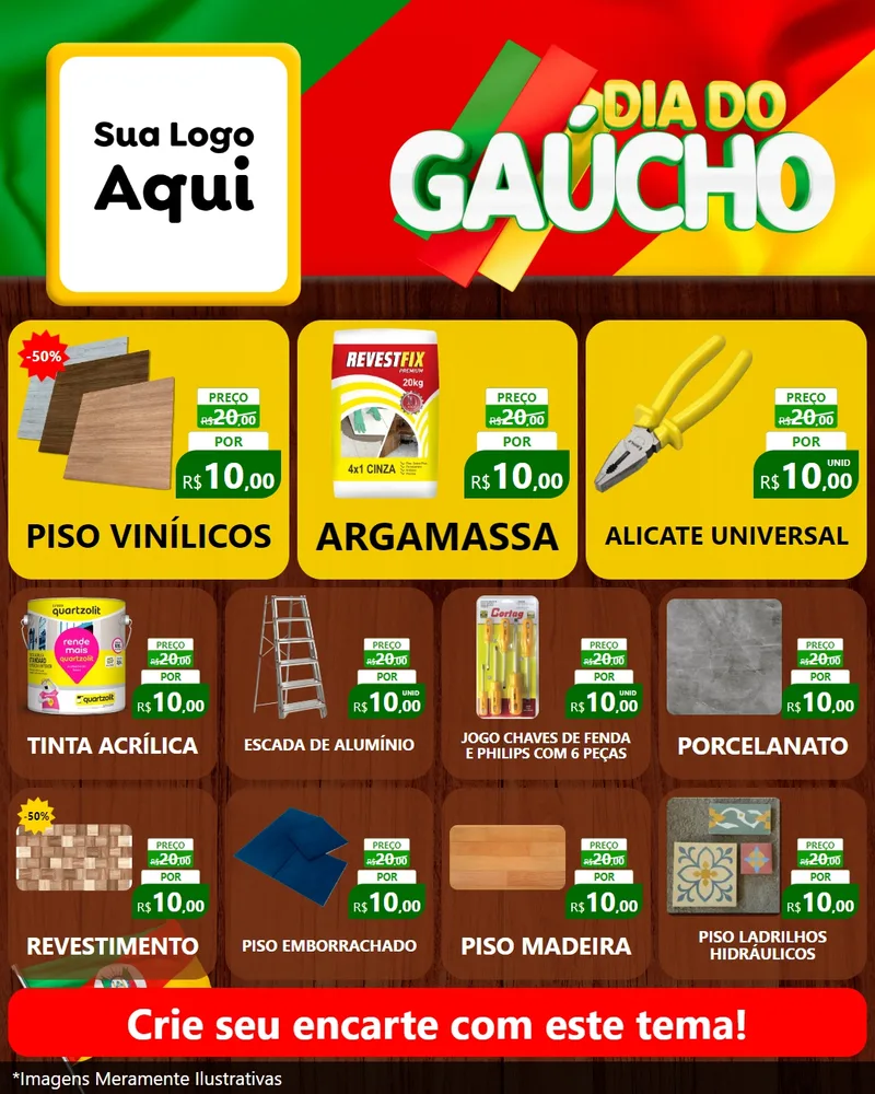 Modelo de Rede Social para Feed Instagram com o tema Dia do Gaúcho para Material para Construção