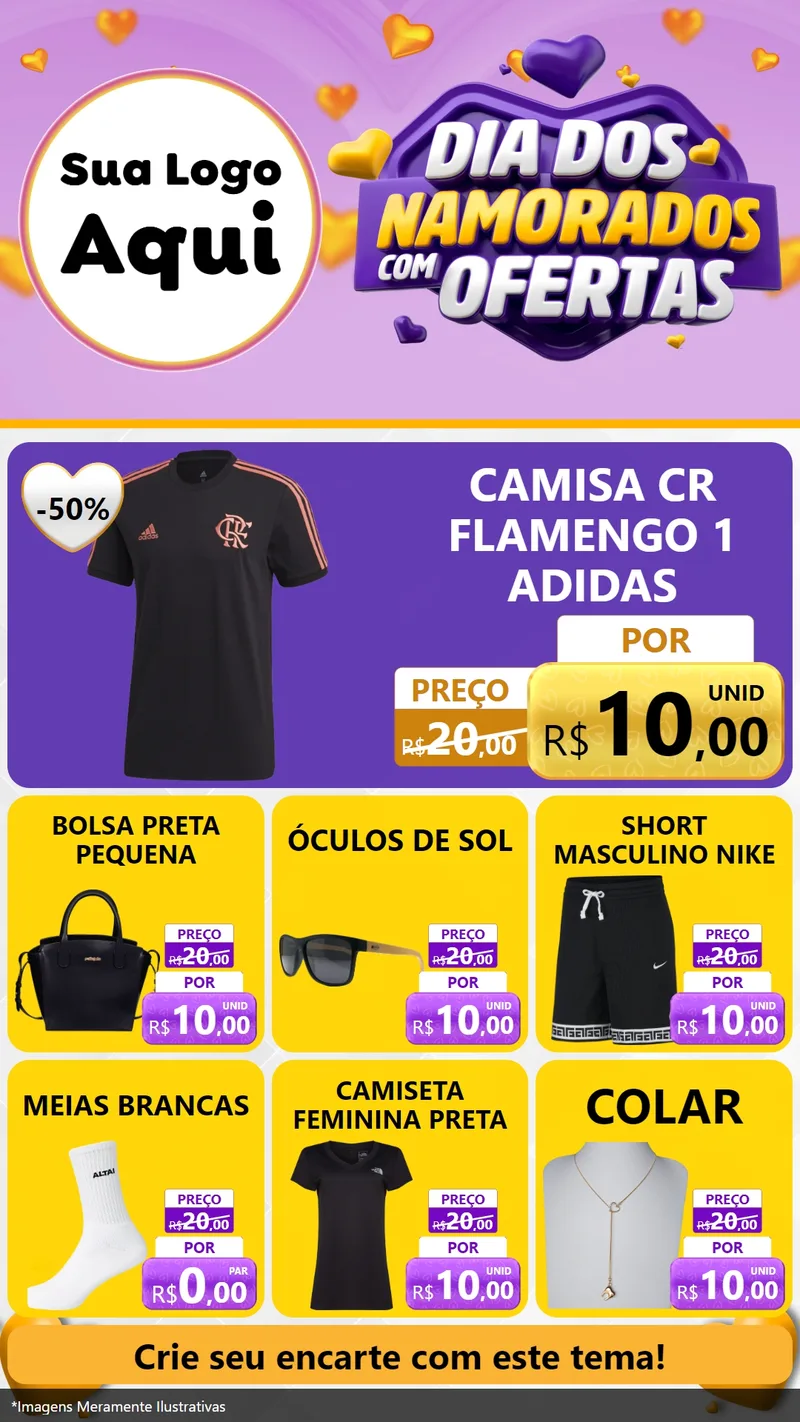 Modelo de Rede Social para Stories com o tema Dia Dos Namorados Com Ofertas para Roupas e acessórios