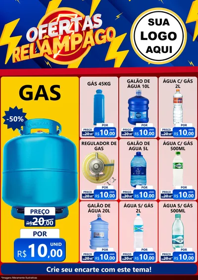 Modelo de Encarte para Encarte A4 Vertical com o tema Ofertas Relâmpago para Água e gás