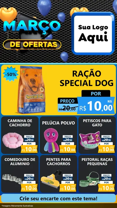Modelo de Rede Social para Stories com o tema Março de Ofertas para Pet Shop