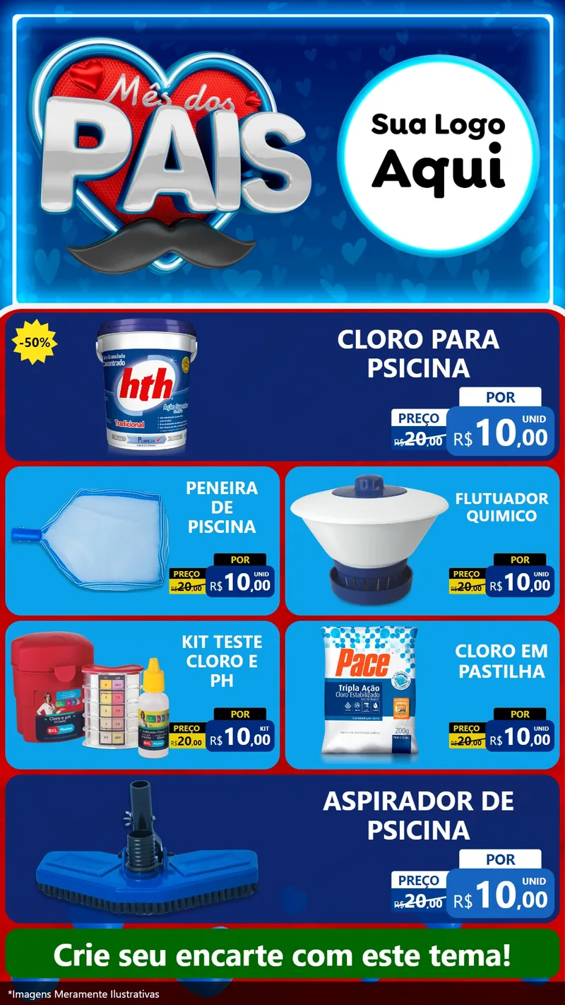 Modelo de TV para TV Vertical com o tema Mês Dos Pais para Produtos para Piscina