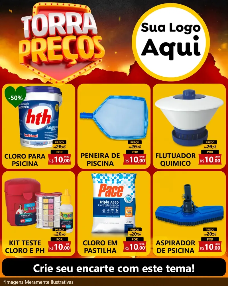 Modelo de Rede Social para Feed Instagram com o tema Torra Preços para Produtos para Piscina