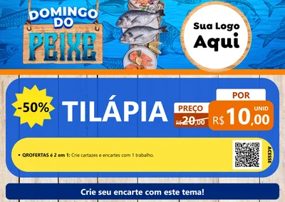 Modelo de Cartaz para Cartaz A4 Horizontal com o tema Domingo do Peixe para Peixaria