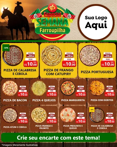 Modelo de Rede Social para Feed Instagram com o tema Especial Semana Farroupilha para Pizzaria