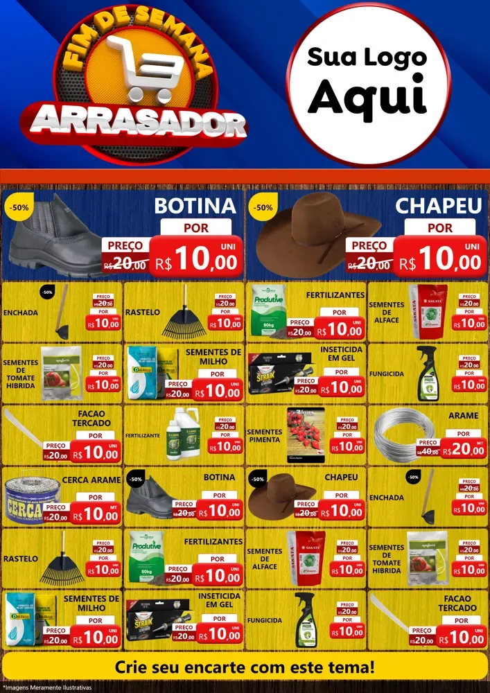 Modelo de Encarte para Encarte A4 Vertical com o tema Fim De Semana Arrasador para Agropecuária