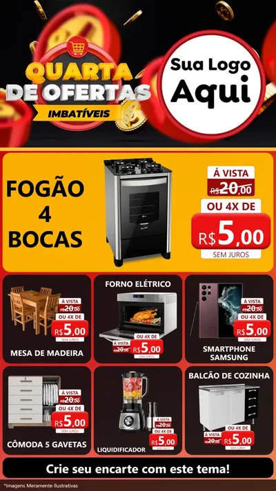 Modelo de Rede Social para Stories com o tema Quarta de Ofertas Imbatíveis para Móveis e Eletro