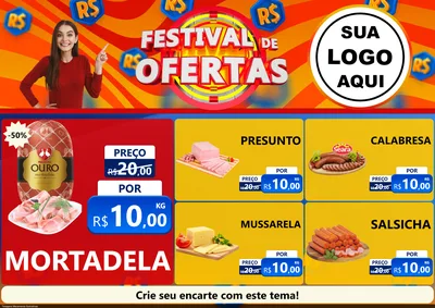 Modelo de Encarte para Encarte A4 Horizontal com o tema Festival de Ofertas para Frios e Laticínios
