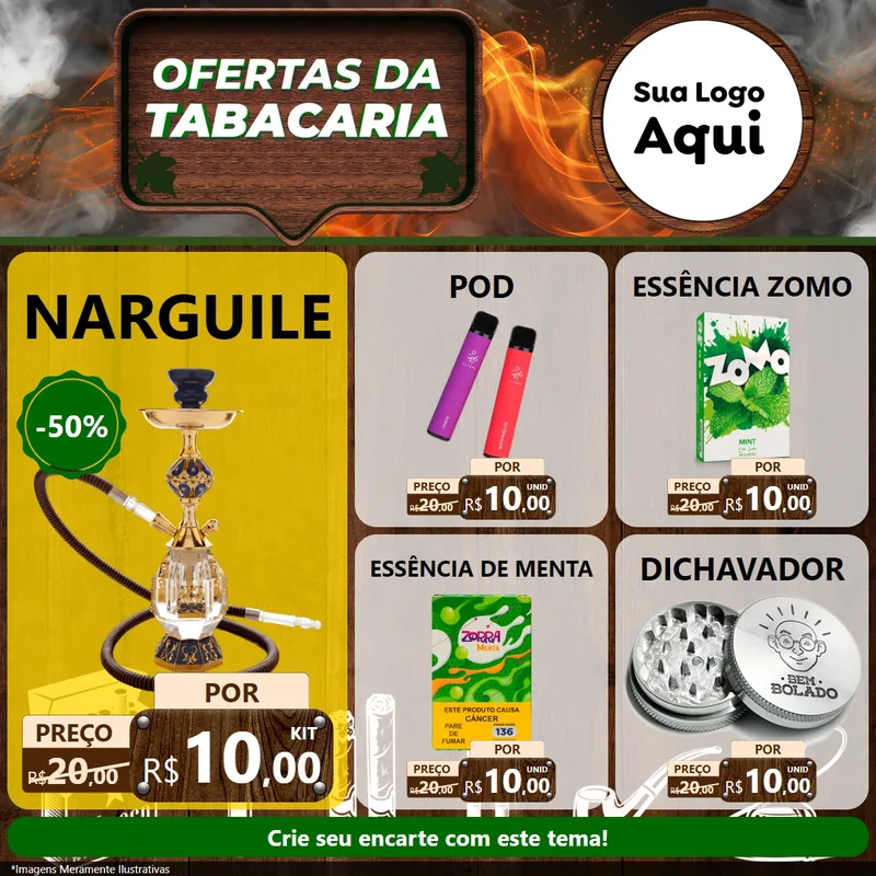 Modelo de Rede Social para Feed Facebook com o tema Ofertas da Tabacaria para Tabacaria