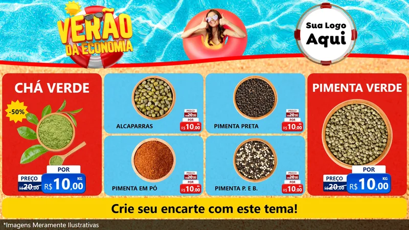 Modelo de TV para TV Horizontal com o tema Verão da Economia para Produtos Naturais
