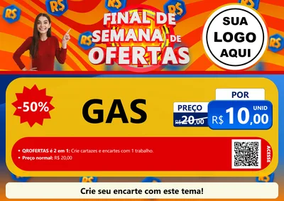 Modelo de Cartaz para Cartaz A4 Horizontal com o tema Final de Semana de Ofertas para Água e gás