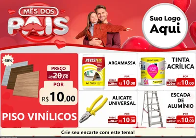 Modelo de Encarte para Encarte A4 Horizontal com o tema Mês dos Pais para Material para Construção