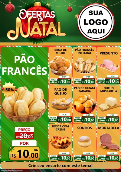 Modelo de Encarte para Encarte A4 Vertical com o tema Ofertas de Natal para Padaria