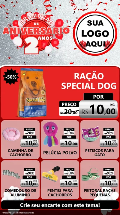 Modelo de Rede Social para Stories com o tema Promoção de Aniversário - 2 Anos para Pet Shop