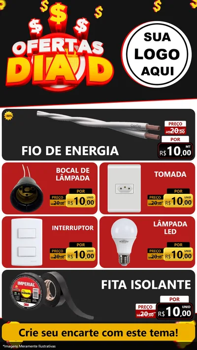 Modelo de TV para TV Vertical com o tema Ofertas Dia D para Materiais Elétricos