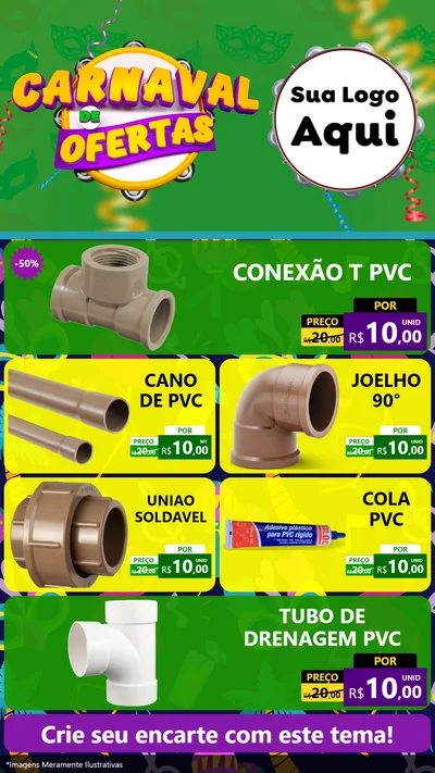 Modelo de TV para TV Vertical com o tema Carnaval de Ofertas para Tubos e conexões