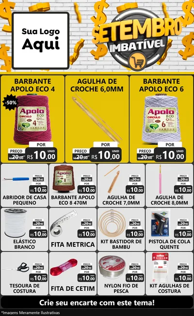 Modelo de Encarte para Encarte Grande com o tema Setembro Imbatível para Armarinho e Aviamentos