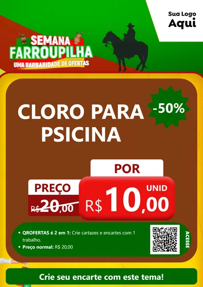 Modelo de Cartaz para Cartaz A4 Vertical com o tema Semana Farroupilha - Uma Barbaridade de Ofertas para Produtos para Piscina