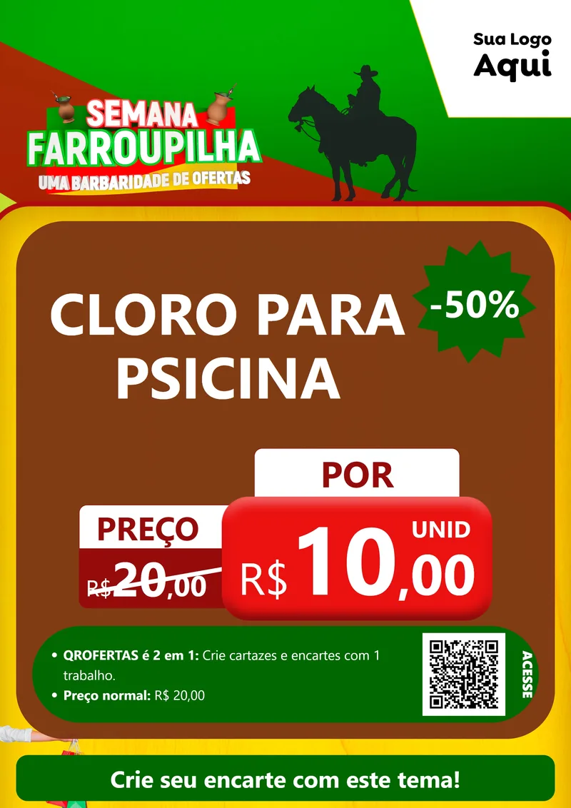 Modelo de Cartaz para Cartaz A4 Vertical com o tema Semana Farroupilha - Uma Barbaridade de Ofertas para Produtos para Piscina