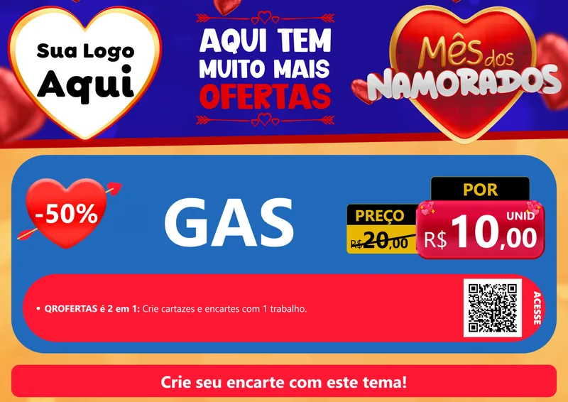 Modelo de Cartaz para Cartaz A4 Horizontal com o tema Mês dos Namorados para Água e gás