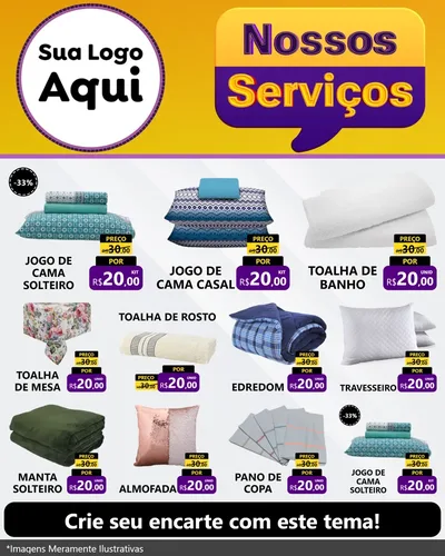 Modelo de Rede Social para Feed Instagram com o tema Nossos Serviços para Cama, Mesa e Banho
