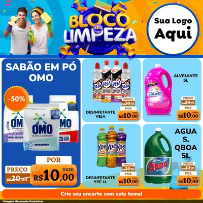 Modelo de Rede Social para Feed Facebook com o tema Bloco da Limpeza para Produtos de Limpeza