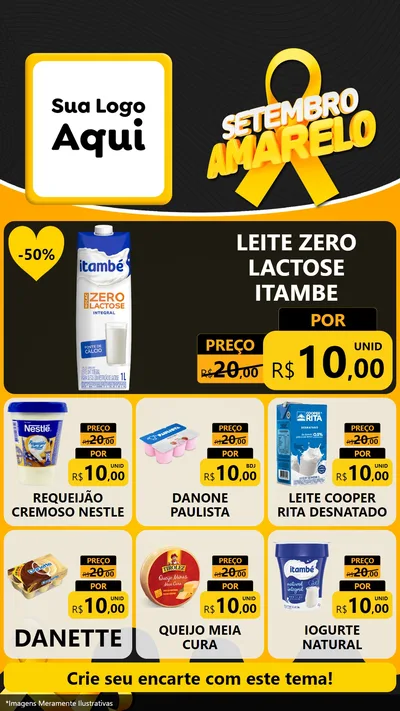 Modelo de Rede Social para Stories com o tema Setembro Amarelo para Frios e Laticínios