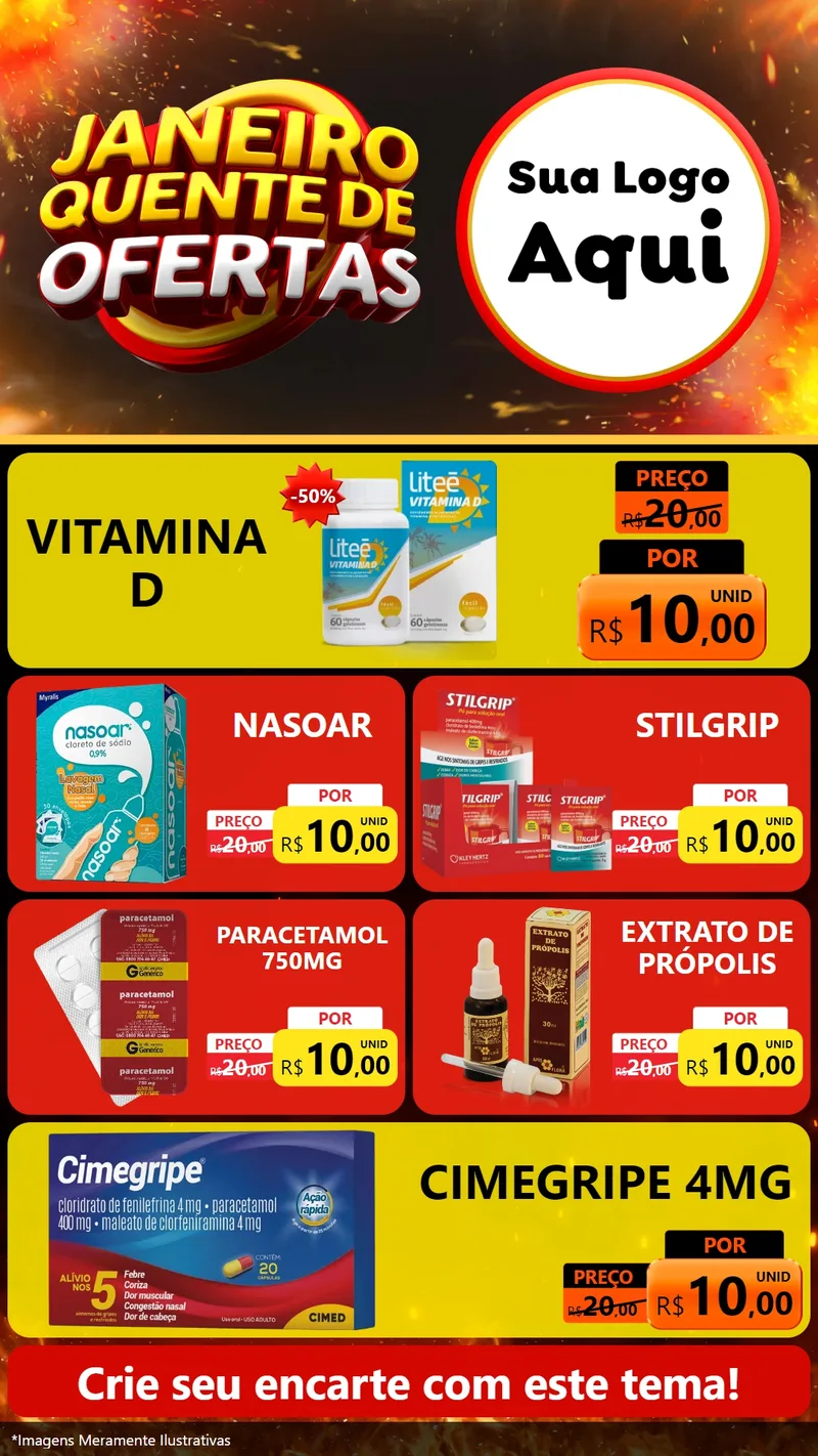 Modelo de TV para TV Vertical com o tema Janeiro Quente de Ofertas para Farmácia
