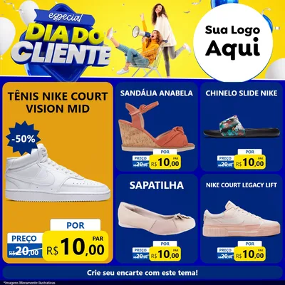 Modelo de Rede Social para Feed Facebook com o tema Especial Dia do Cliente para Calçados