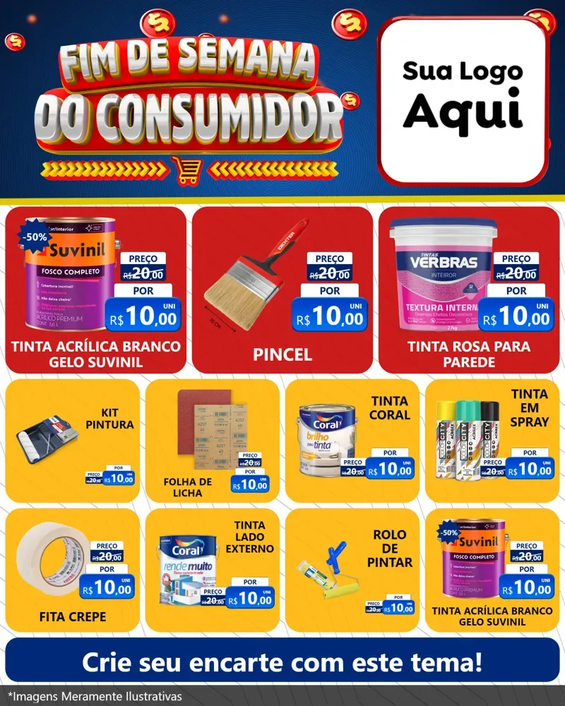 Modelo de Rede Social para Feed Instagram com o tema Fim de Semana do Consumidor para Tintas e Ferramentas