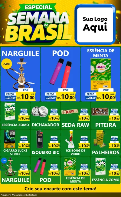 Modelo de Encarte para Encarte Grande com o tema Especial Semana do Brasil para Tabacaria
