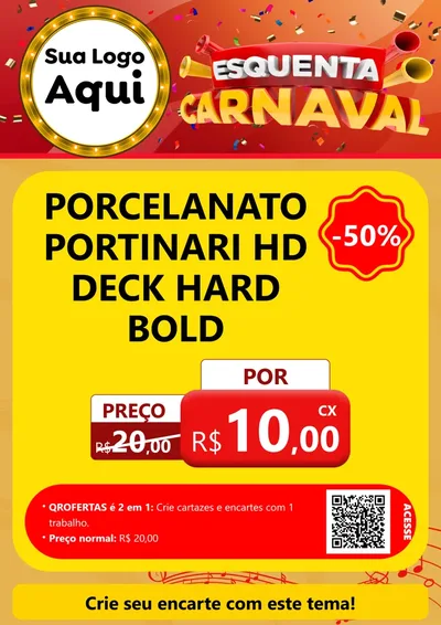 Modelo de Cartaz para Cartaz A4 Vertical com o tema Esquenta Carnaval para Pisos e revestimentos