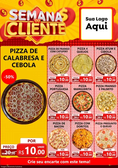 Modelo de Encarte para Encarte A4 Vertical com o tema Semana do Cliente para Pizzaria