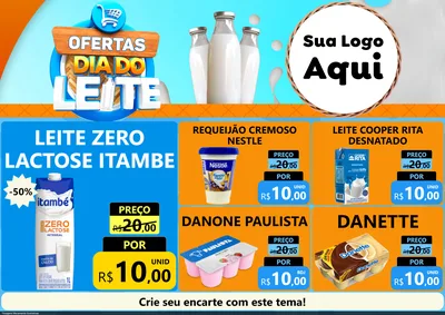Modelo de Encarte para Encarte A4 Horizontal com o tema Ofertas Dia do Leite para Frios e Laticínios