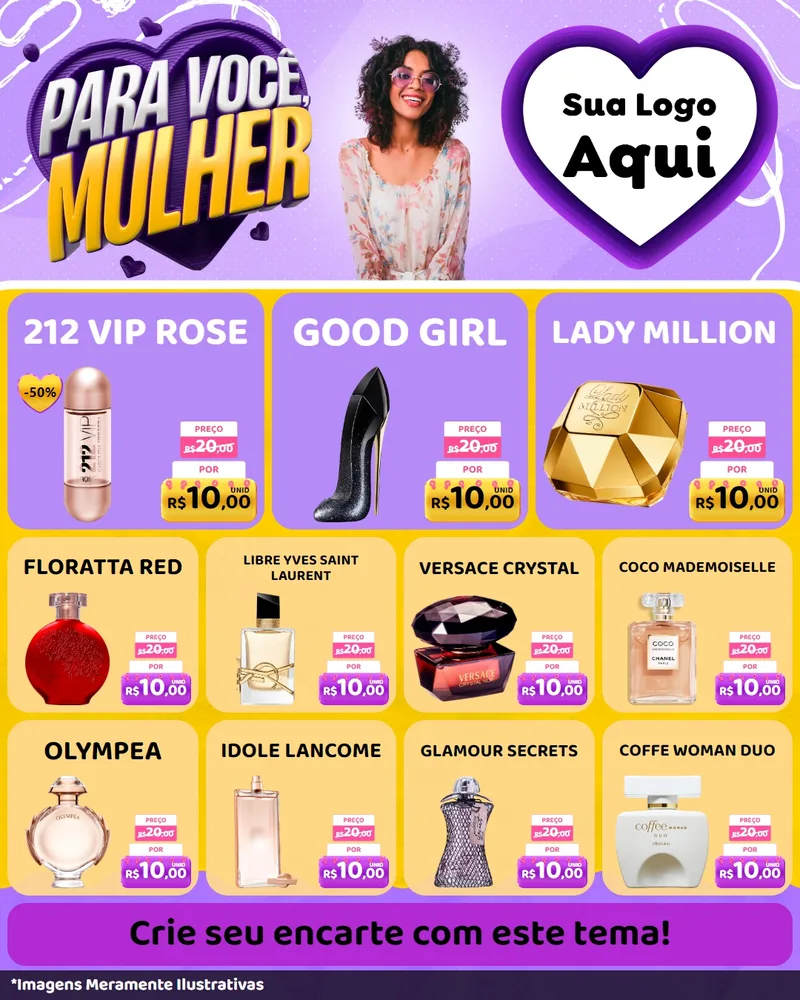 Modelo de Rede Social para Feed Instagram com o tema Para Você, Mulher para Perfumes