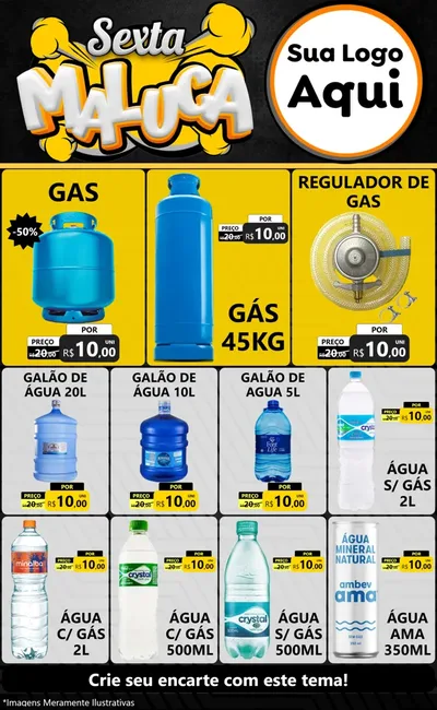 Modelo de Encarte para Encarte Grande com o tema Sexta Maluca para Água e gás