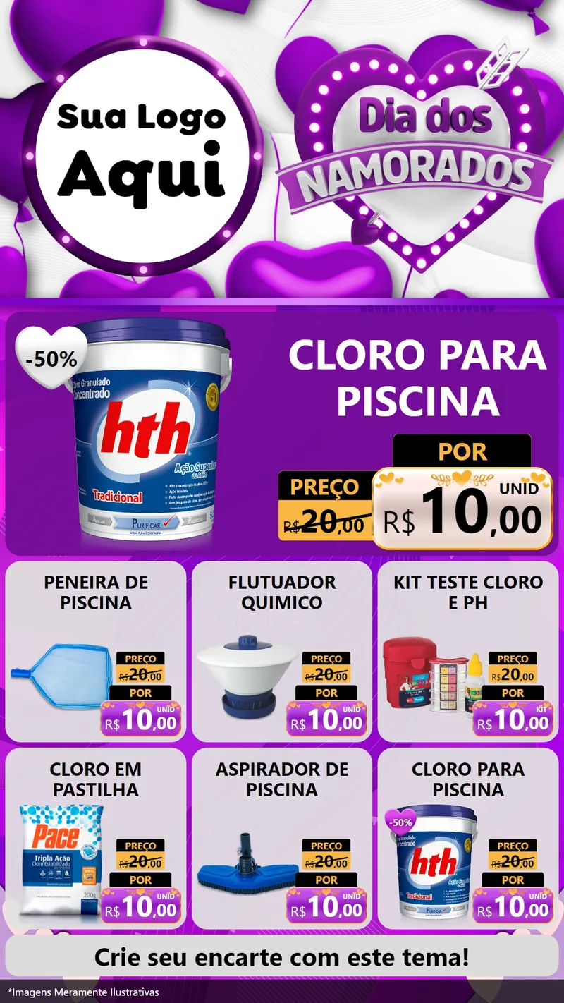 Modelo de Rede Social para Stories com o tema Dia dos Namorados para Produtos para Piscina
