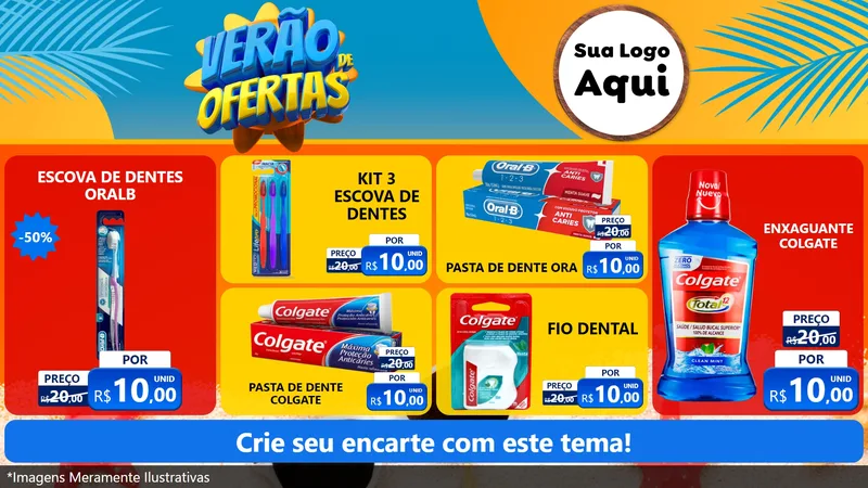 Modelo de TV para TV Horizontal com o tema Verão de Ofertas para Higiene Pessoal