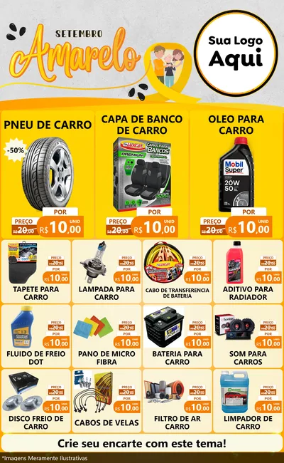 Modelo de Encarte para Encarte Grande com o tema Setembro Amarelo para Auto peças