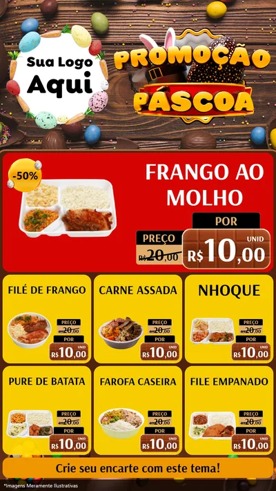 Modelo de Rede Social para Stories com o tema Promoção Páscoa para Restaurante